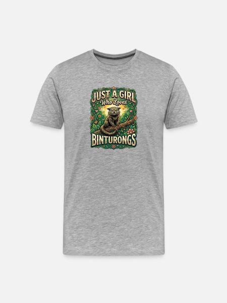 Nur ein Mädchen liebt Binturongs - Männer Premium Bio T-Shirt - Grau meliert