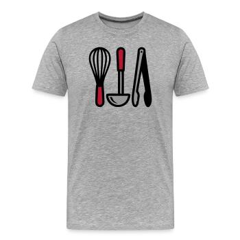 Kitchen Utensils Cooking Baking Cooking School - Men's Premium Organic T-Shirt - heather grey - Front - Damien (186cm)