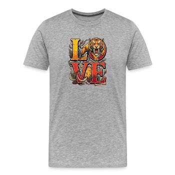 Tigerliebe Dschungelherz - Männer Premium Bio T-Shirt - Grau meliert - Vorne - Damien (186cm)