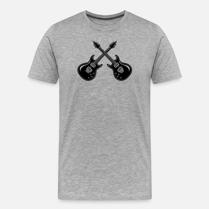 E-Gitarre - Männer Premium Bio T-Shirt - Grau meliert