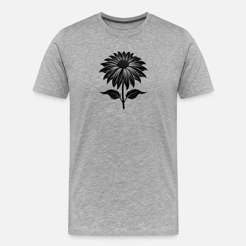Echinacea - Männer Premium Bio T-Shirt - Grau meliert