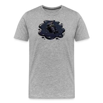 Oil barrel in oil puddle with sunglasses - Men's Premium Organic T-Shirt - heather grey - Front - Damien (186cm)