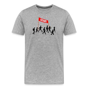 Walking Start Team - Men's Premium Organic T-Shirt - heather grey - Front - Damien (186cm)