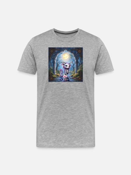 Cat Skeleton Moon Fantasy - Men's Premium Organic T-Shirt - heather grey