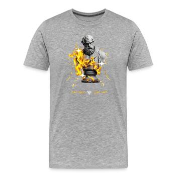 Flammenstatue mit Feuerzauber - Männer Premium Bio T-Shirt - Grau meliert - Vorne - Damien (186cm)