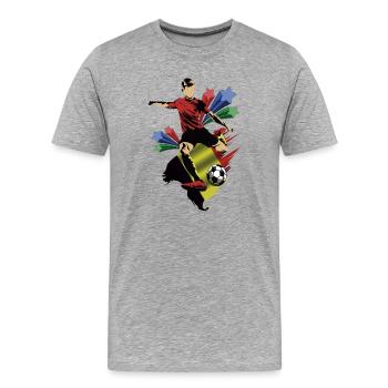 Belgique - Belgique - Drapeaux - T-shirt bio Premium Homme - gris chiné - Devant - Damien (186cm)