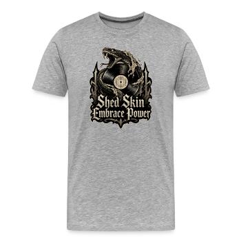 Shed Skin Embrace Power - serpent vinyle metal - T-shirt bio Premium Homme - gris chiné - Devant - Damien (186cm)