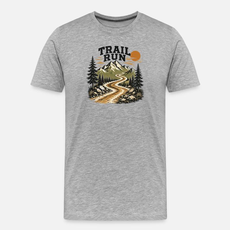 Trail Run - Männer Premium Bio T-Shirt - Grau meliert