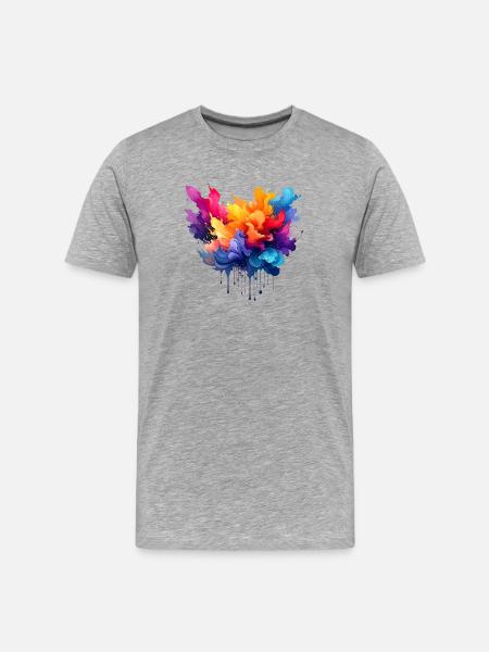 Farbexplosion Farbfluss - Männer Premium Bio T-Shirt - Grau meliert