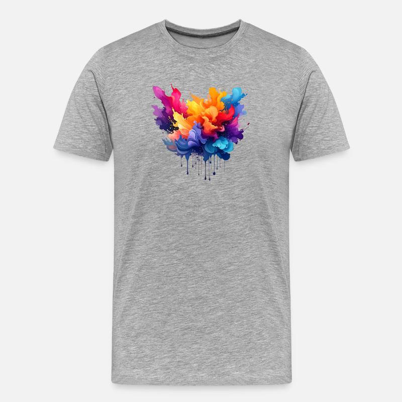 Farbexplosion Farbfluss - Männer Premium Bio T-Shirt - Grau meliert
