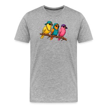 Hip Hop Canaries avec des lunettes de soleil dessin animé - T-shirt bio Premium Homme - gris chiné - Devant - Damien (186cm)