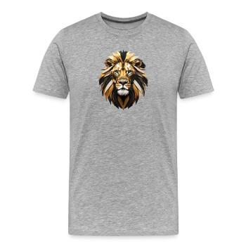 Tête de lion géométrique dans les tons dorés - T-shirt bio Premium Homme - gris chiné - Devant - Damien (186cm)