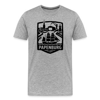 Papenburg Wahrzeichen Silhouette - Männer Premium Bio T-Shirt - Grau meliert - Vorne - Damien (186cm)