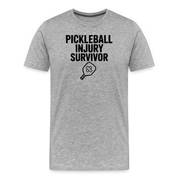 Survivant d’une blessure au pickleball - T-shirt bio Premium Homme - gris chiné - Devant - Damien (186cm)