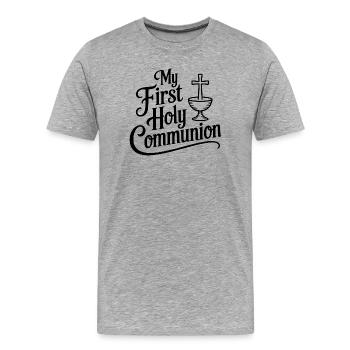 Meine erste Abendmahlzeit - Männer Premium Bio T-Shirt - Grau meliert - Vorne - Damien (186cm)