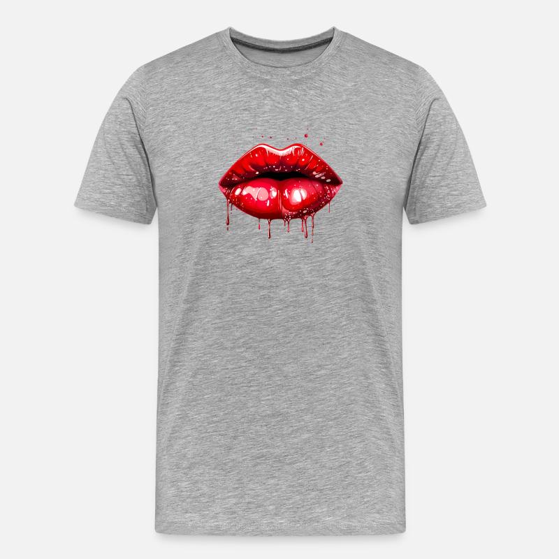 Lipps, Design #3 - Männer Premium Bio T-Shirt - Grau meliert