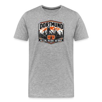 Dortmund - Aus Stahl, Aus Kohle, Aus Prinzip - Männer Premium Bio T-Shirt - Grau meliert - Vorne - Damien (186cm)