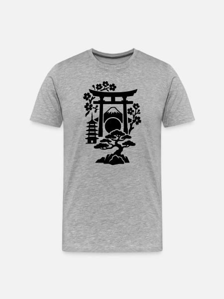 Japan Silhouette - Men's Premium Organic T-Shirt - heather grey