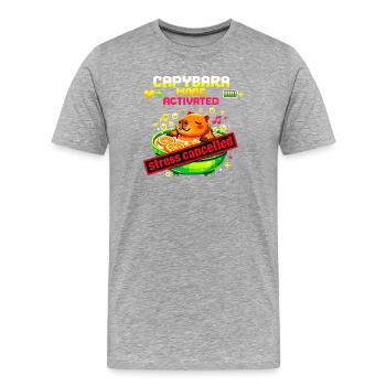 Mode capybara activé – Soulagement du stress - T-shirt bio Premium Homme - gris chiné - Devant - Damien (186cm)