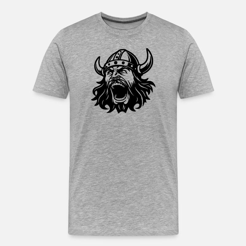 Wikinger Black Head - Männer Premium Bio T-Shirt - Grau meliert