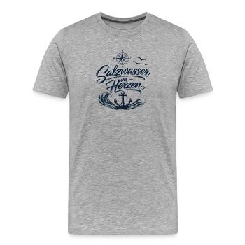 Salzwasser Liebe- Meer geht immer - Männer Premium Bio T-Shirt - Grau meliert - Vorne - Damien (186cm)