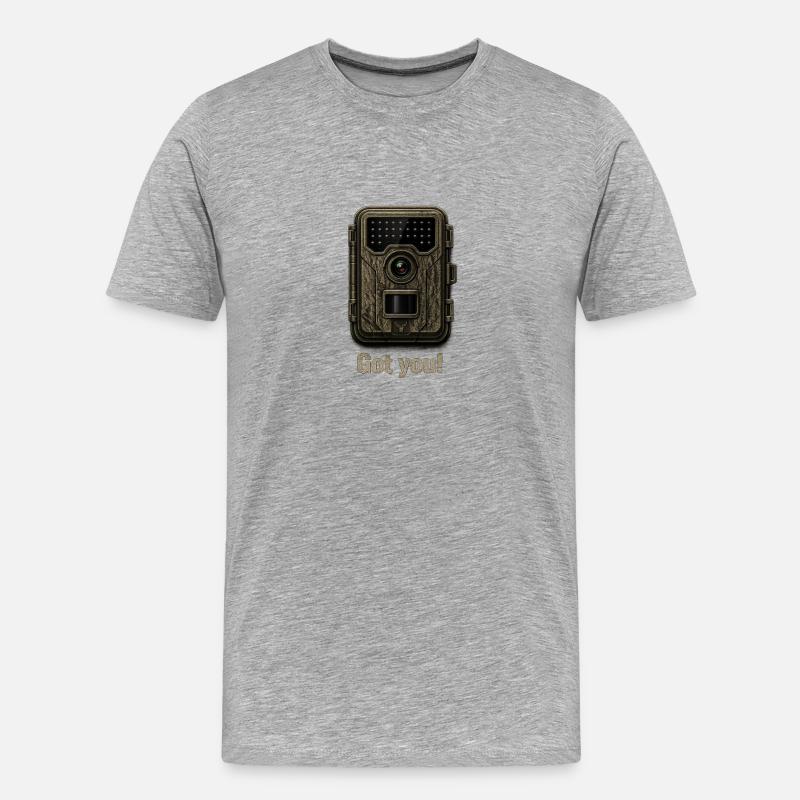 Caméra de chasse - T-shirt bio Premium Homme - gris chiné