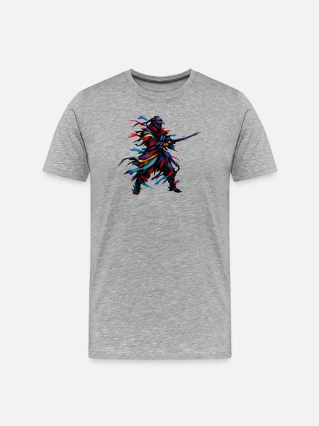 Leuchtende Farbstreifen-Tänzer - Männer Premium Bio T-Shirt - Grau meliert