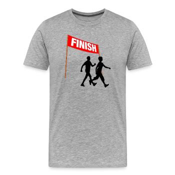 Walking Finish Duo - Men's Premium Organic T-Shirt - heather grey - Front - Damien (186cm)