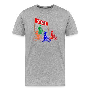 Family Cycling Start - Men's Premium Organic T-Shirt - heather grey - Front - Damien (186cm)