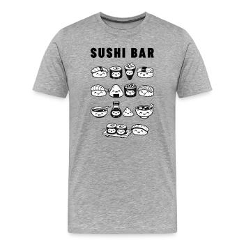 Kawaii Sushi Parade - T-shirt bio Premium Homme - gris chiné - Devant - Damien (186cm)