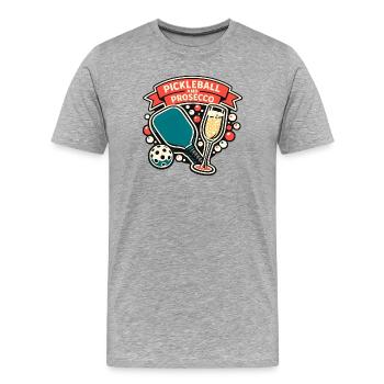 Pickleball Prosecco Moment - T-shirt bio Premium Homme - gris chiné - Devant - Damien (186cm)
