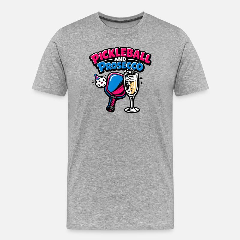 Pickleball Prosecco Logo - Männer Premium Bio T-Shirt - Grau meliert