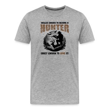 Skilled Crazy Hunter Badge - Men's Premium Organic T-Shirt - heather grey - Front - Damien (186cm)