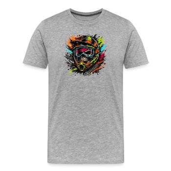 Conception du crâne de casque de motocross - T-shirt bio Premium Homme - gris chiné - Devant - Damien (186cm)