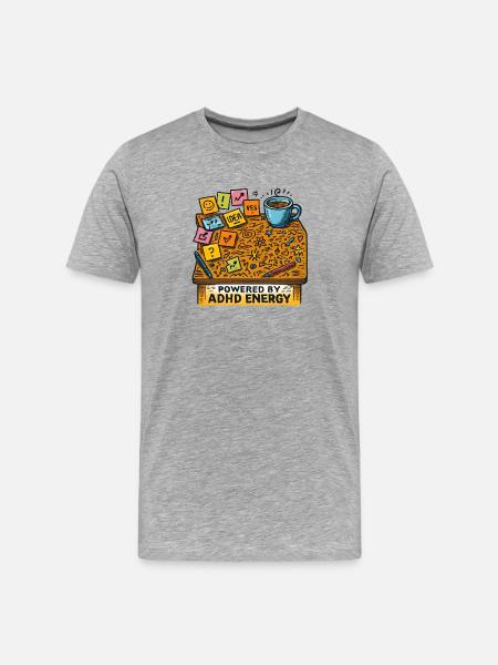 ADHD Energie: Ideenfluss am Kaffeetisch - Männer Premium Bio T-Shirt - Grau meliert
