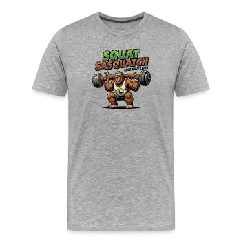 Sasquatch Squat Power - Men's Premium Organic T-Shirt - heather grey - Front - Damien (186cm)