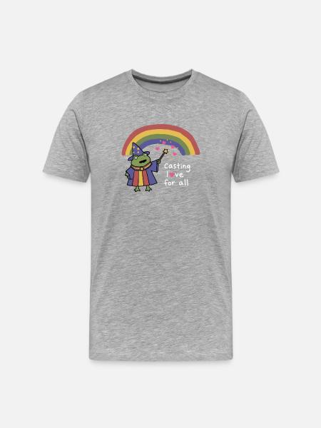 Frog Wizard Casting Love Under Rainbow - Men's Premium Organic T-Shirt - heather grey