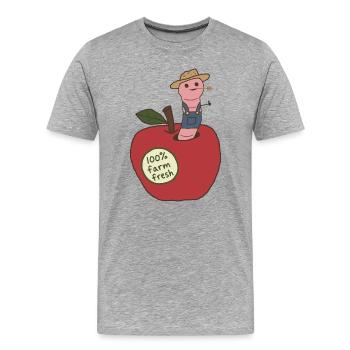 Farmwurm auf Apfelgarten - Männer Premium Bio T-Shirt - Grau meliert - Vorne - Damien (186cm)