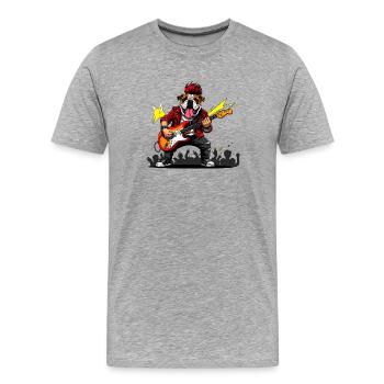 Punk Bulldogge mit E-Gitarre - Männer Premium Bio T-Shirt - Grau meliert - Vorne - Damien (186cm)