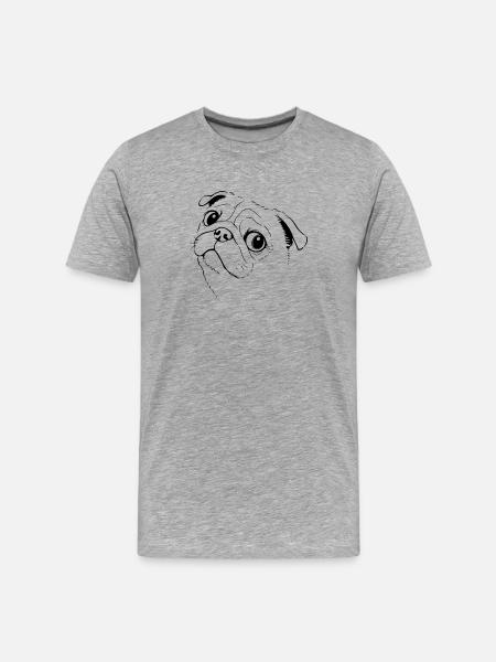 Pug drawing - Men's Premium Organic T-Shirt - heather grey
