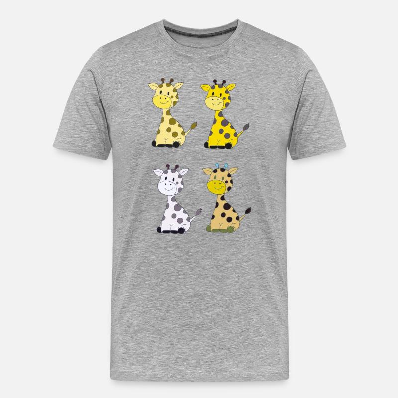 Giraffenquartett Bunt - Männer Premium Bio T-Shirt - Grau meliert