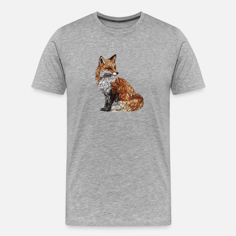 Fuchs - Männer Premium Bio T-Shirt - Grau meliert