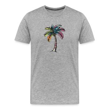 Plage de Palm Tree - T-shirt bio Premium Homme - gris chiné - Devant - Damien (186cm)