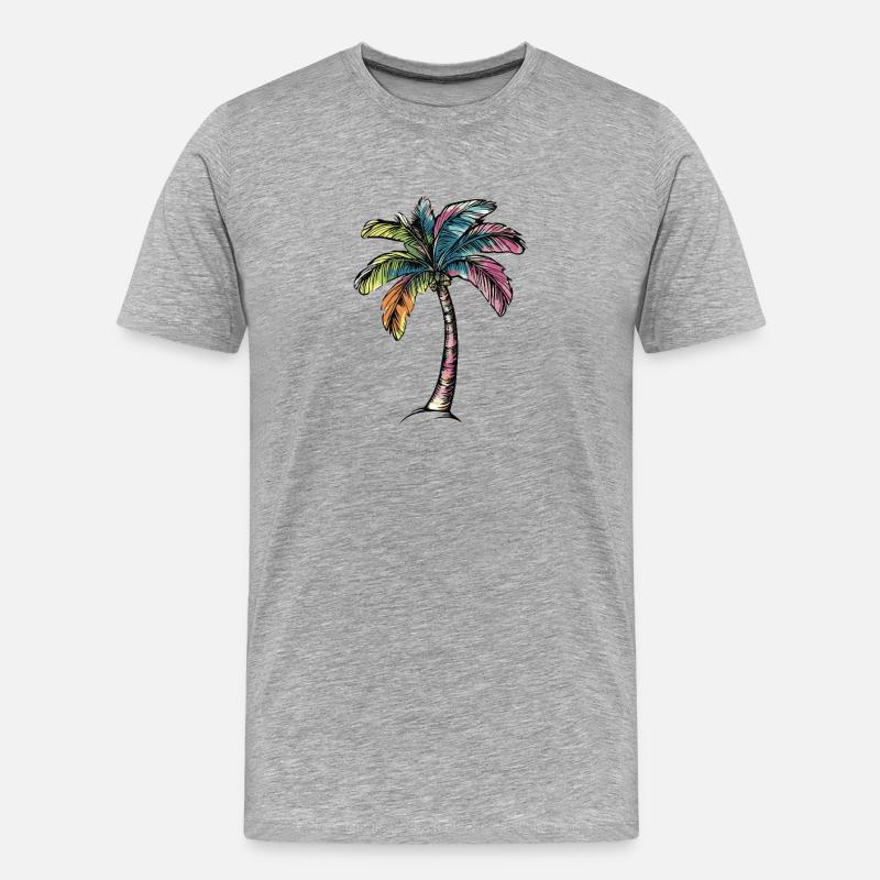 Plage de Palm Tree - T-shirt bio Premium Homme - gris chiné