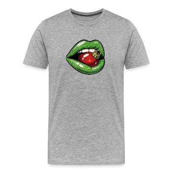 Weihnachtskußmund . 2 - Männer Premium Bio T-Shirt - Grau meliert - Vorne - Damien (186cm)