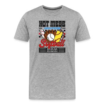 Gestresste Softball Mama - Männer Premium Bio T-Shirt - Grau meliert - Vorne - Damien (186cm)