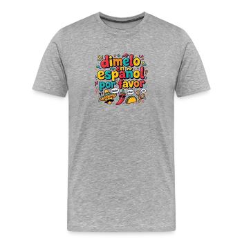 Espagnol Professeur d’espagnol Langue - T-shirt bio Premium Homme - gris chiné - Devant - Damien (186cm)
