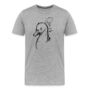 Esquisse d’encre de canard en noir - T-shirt bio Premium Homme - gris chiné - Devant - Damien (186cm)
