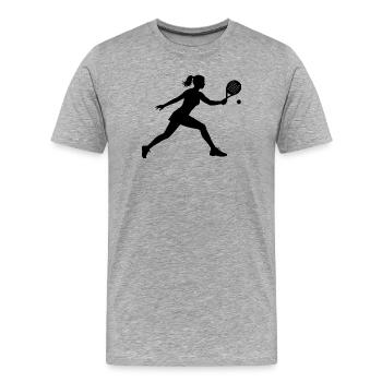 Réservez une idée de cadeau pour les fans de padel avec Padel Hall - T-shirt bio Premium Homme - gris chiné - Devant - Damien (186cm)