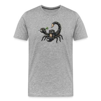 Skorpion mit Darts - Männer Premium Bio T-Shirt - Grau meliert - Vorne - Damien (186cm)